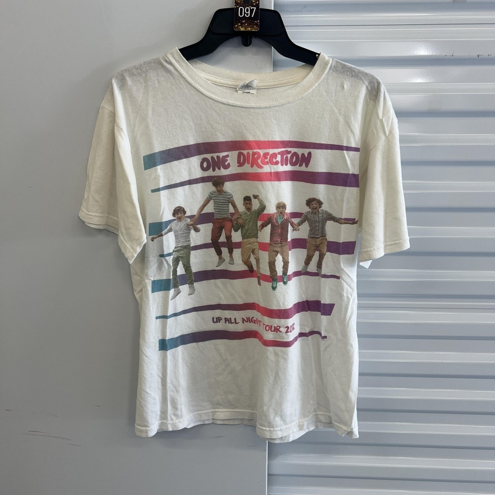 One Direction Tour Shirt Harry Styles Mens M White Up All Night Tour 2012 Tee